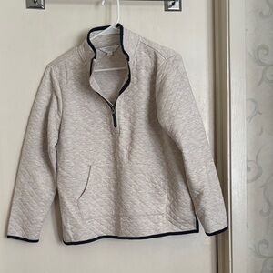 Market & Spruce Beige Quilted Pullover with Dark Accents
